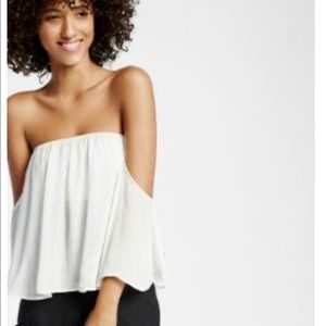 EXPRESS Off the Shoulder Smocked Bandeau Top